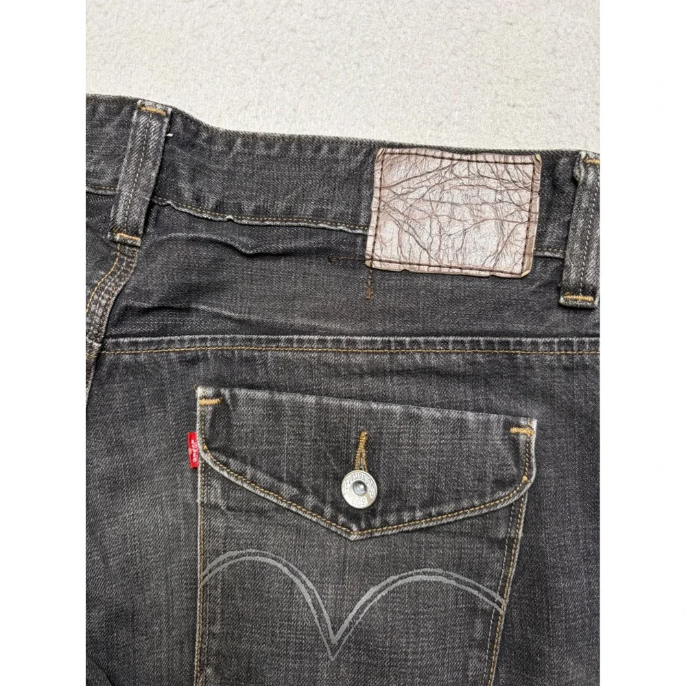 Levi's Slim Straight Jeans Mens W36 L32 Black Y2K Flap Pocket Denim Pants